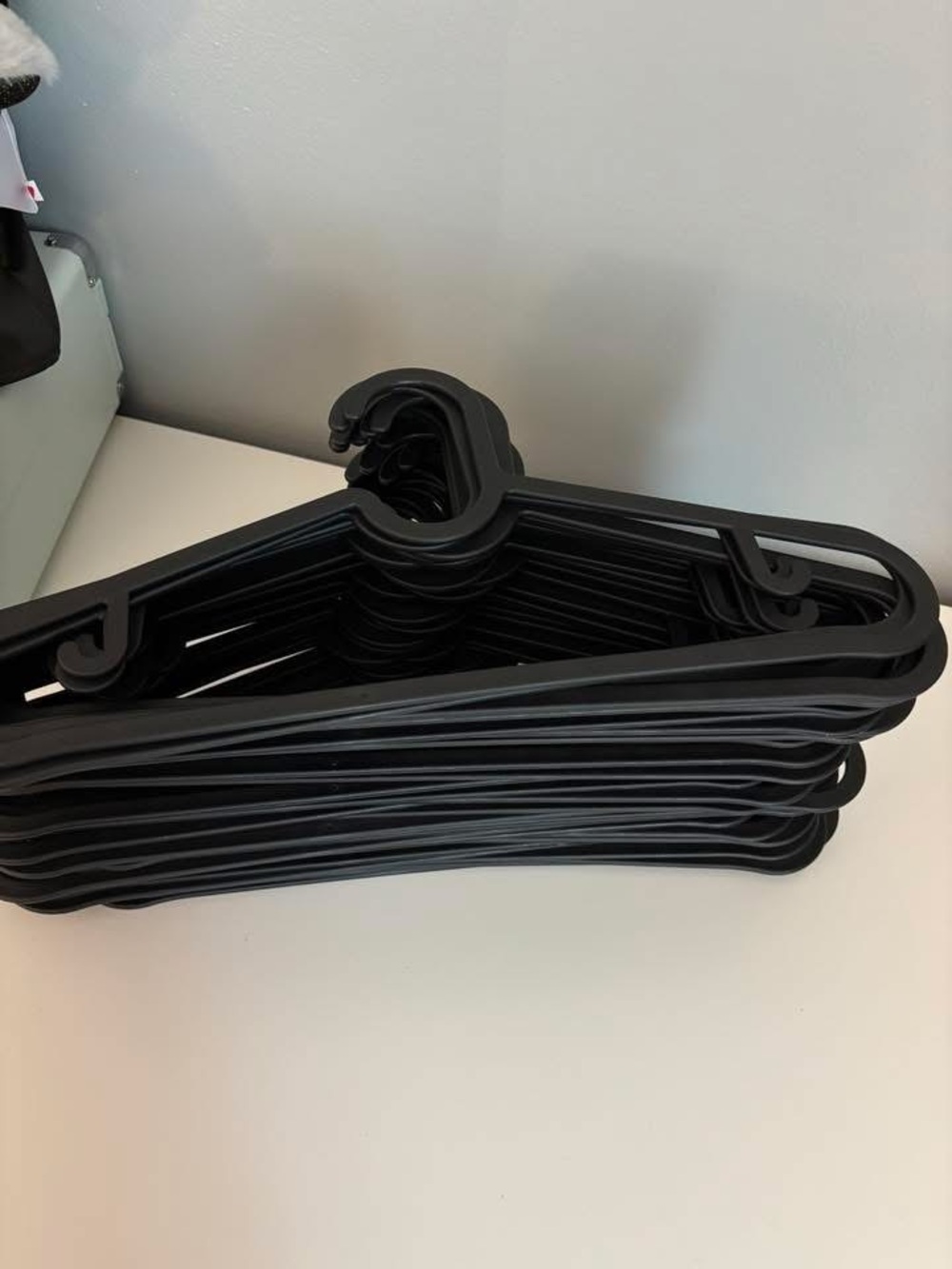 43 Set of Black Plastic Clothing Hangers